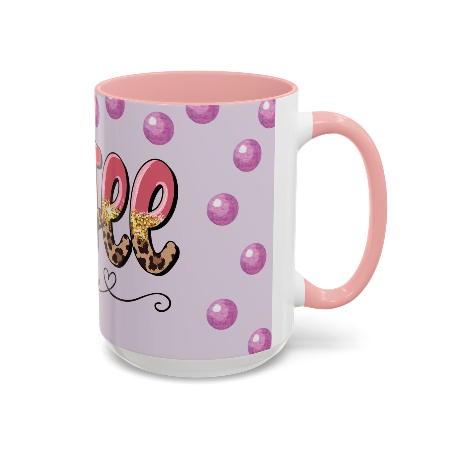 Coffee Mug - "Coffee Please" Pink Leopard Accent Ceramic Mug (11/15 oz)