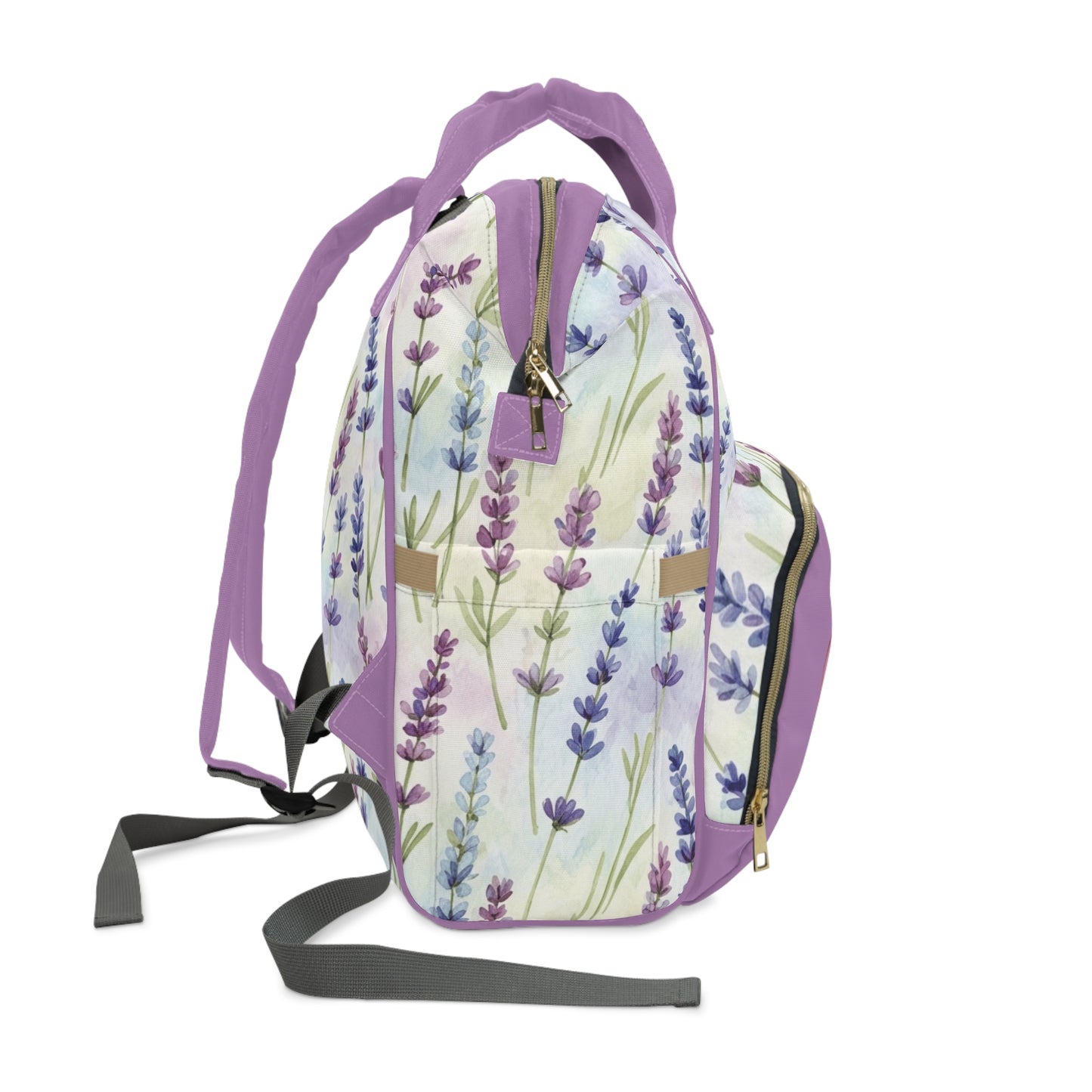 Lavender Bow Diaper Backpack — Floral Multifunctional Baby Bag