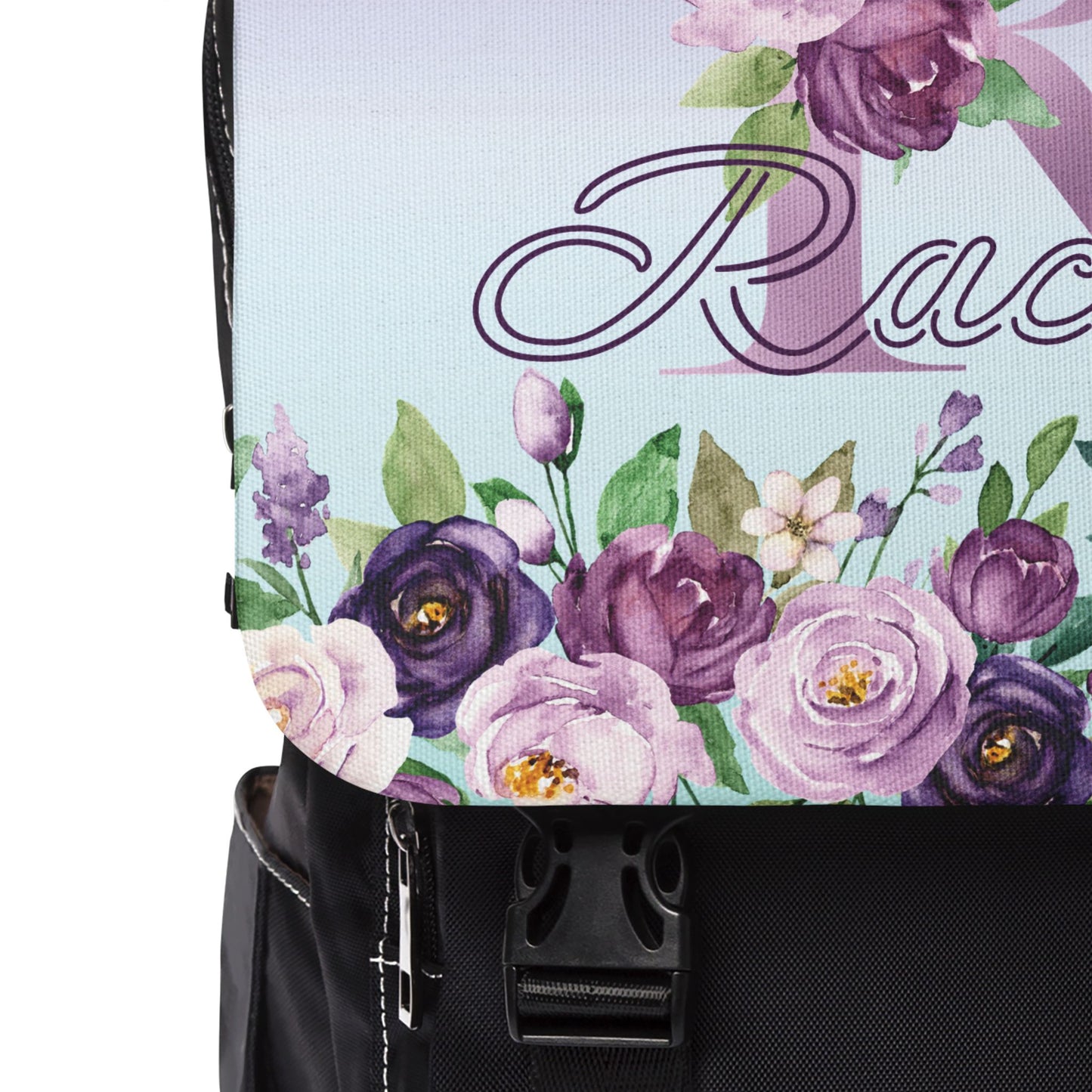 Custom Botanical Floral Backpack - Coquette Lavender & Midnight Rose Monogram Backpack