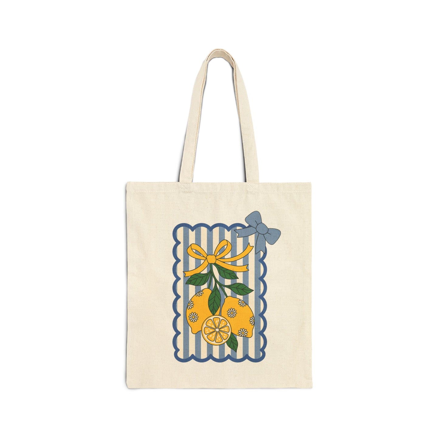 Mediterranean Lemon Tote Bag - Amalfi Coast Aesthetic Cotton Bag - Vintage Italian Summer Shoulder Bag - Coquette Style Eco-Friendly Tote