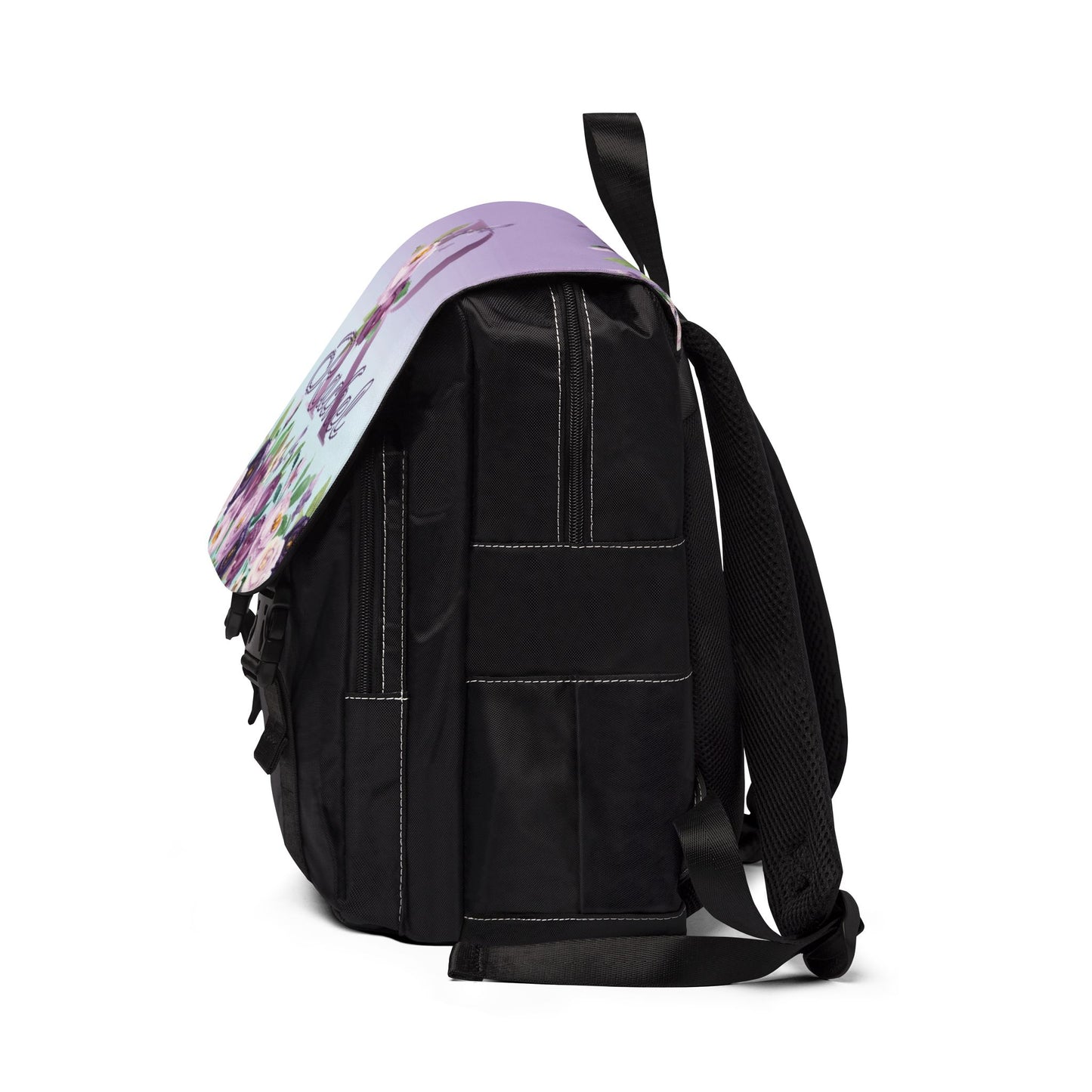 Custom Botanical Floral Backpack - Coquette Lavender & Midnight Rose Monogram Backpack