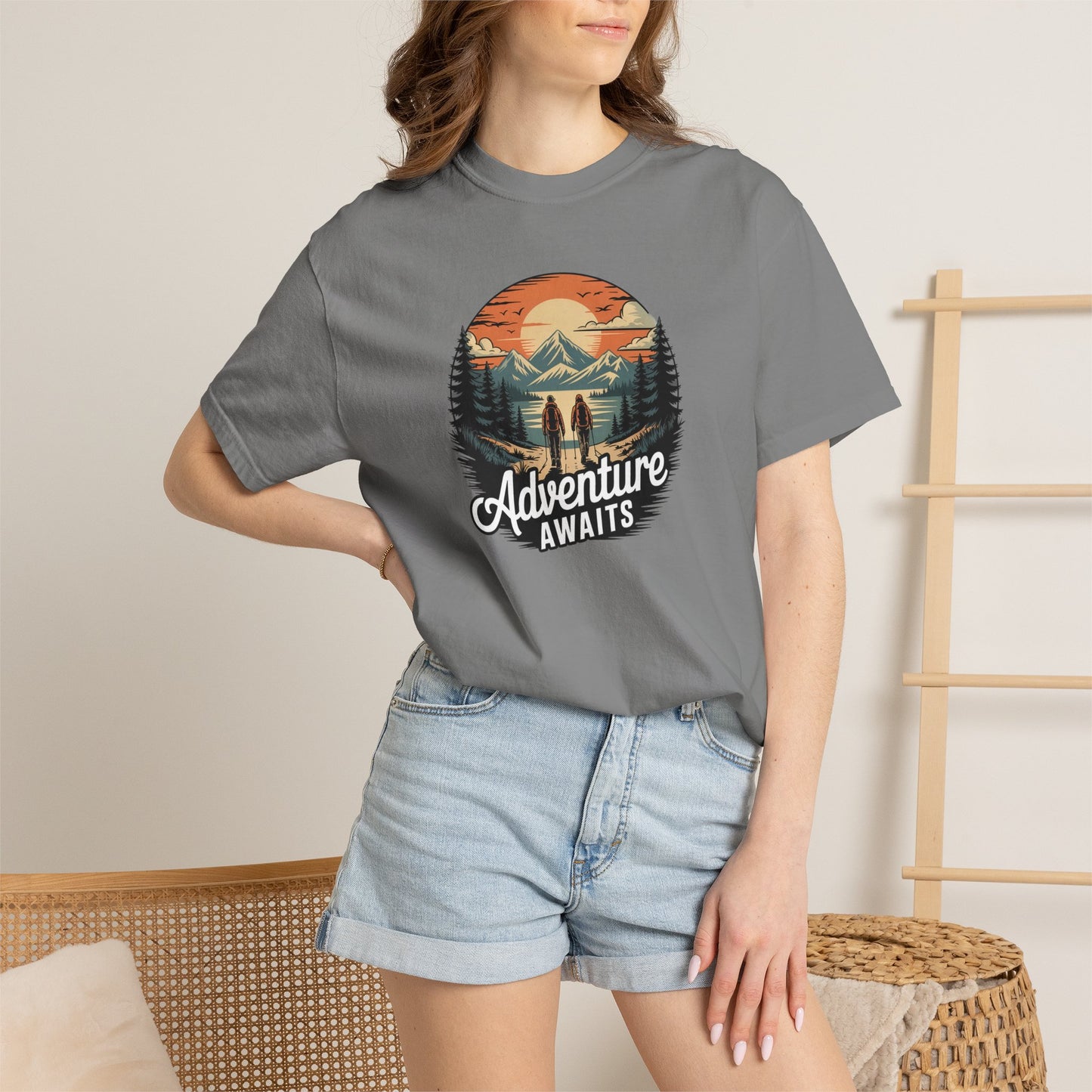 Adventure Awaits T-Shirt — Vintage Mountain Camping Graphic Tee