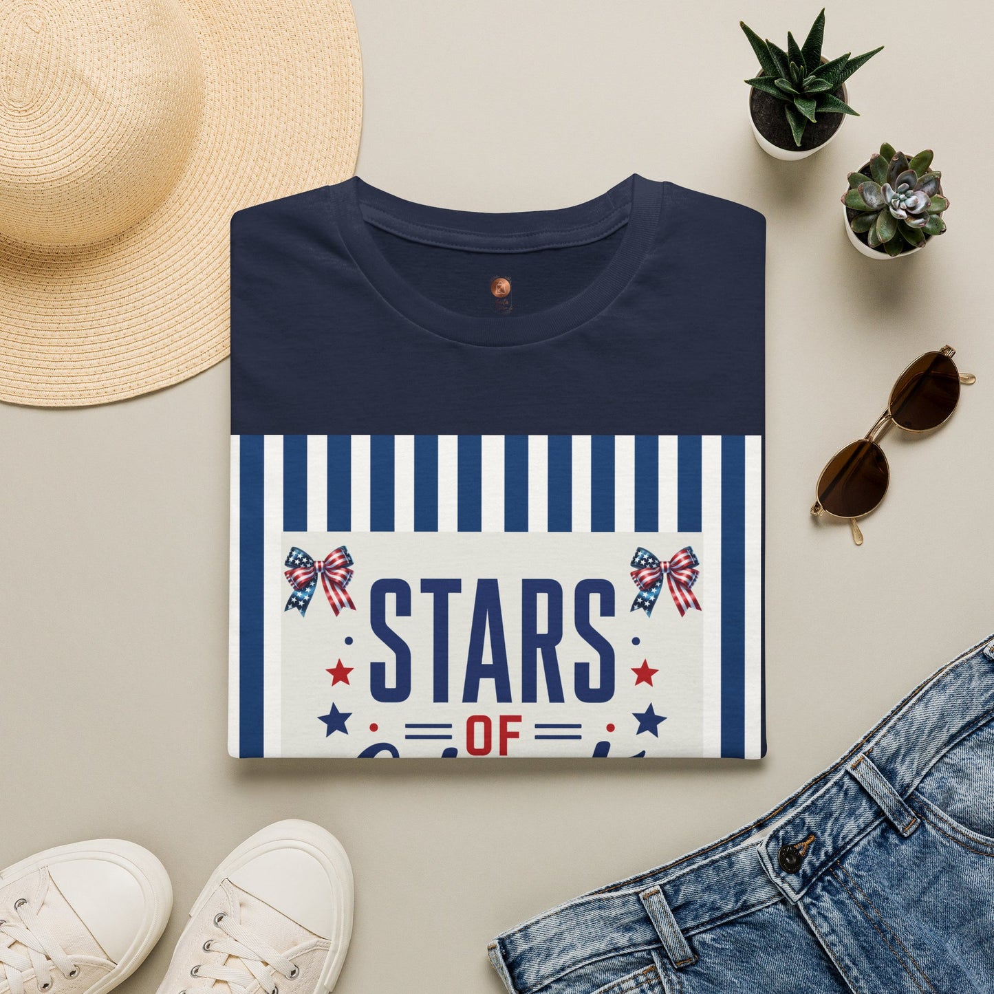 Patriotic Coquette Bow Shirt • Stars of Liberty T-Shirt • Aesthetic Americana Bow Tee • Cute 4th of July Coquette Shirt • Vintage USA Flag Premium Unisex Tee
