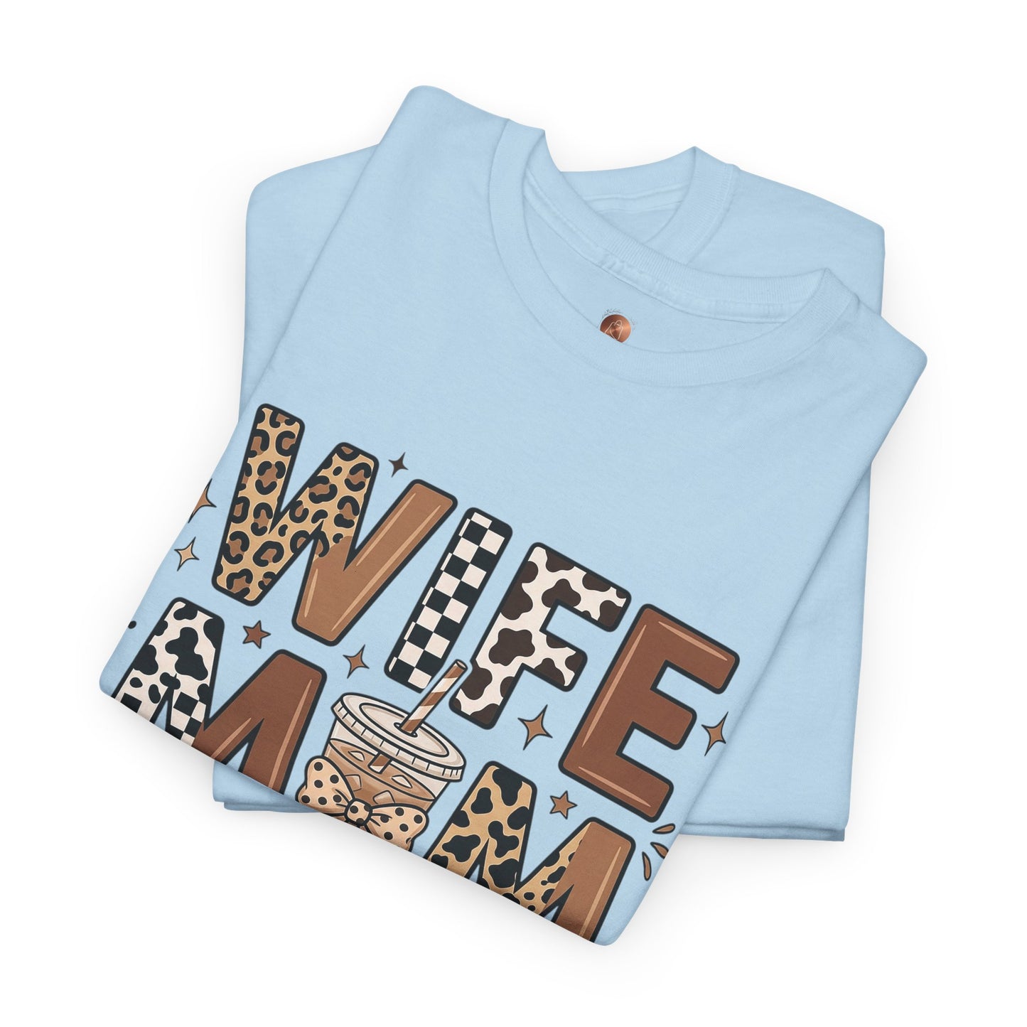 Wife Mom Boss Coffee Shirt - Retro Leopard Print Aesthetic Tee - Vintage Motherhood Gift Top