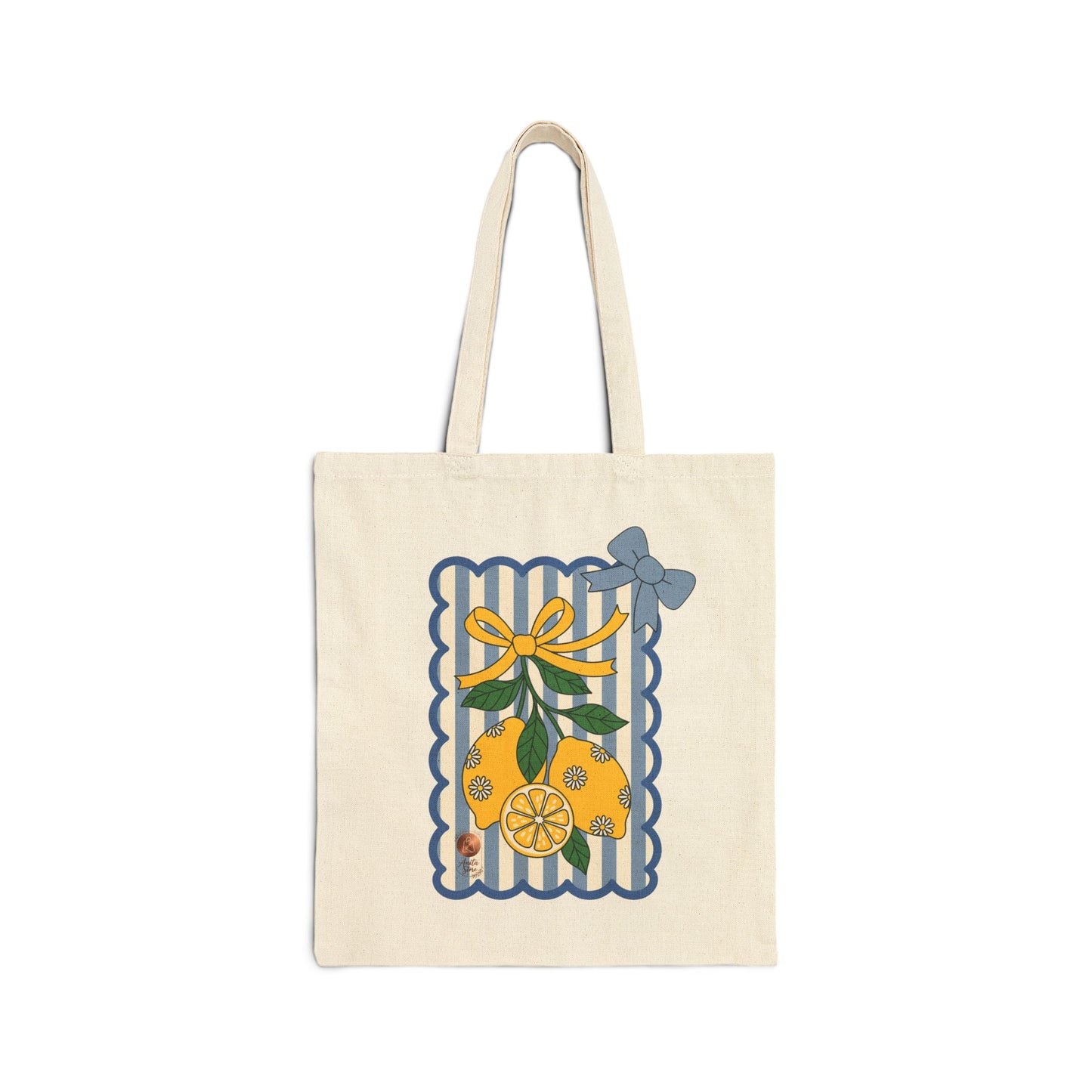 Mediterranean Lemon Tote Bag - Amalfi Coast Aesthetic Cotton Bag - Vintage Italian Summer Shoulder Bag - Coquette Style Eco-Friendly Tote