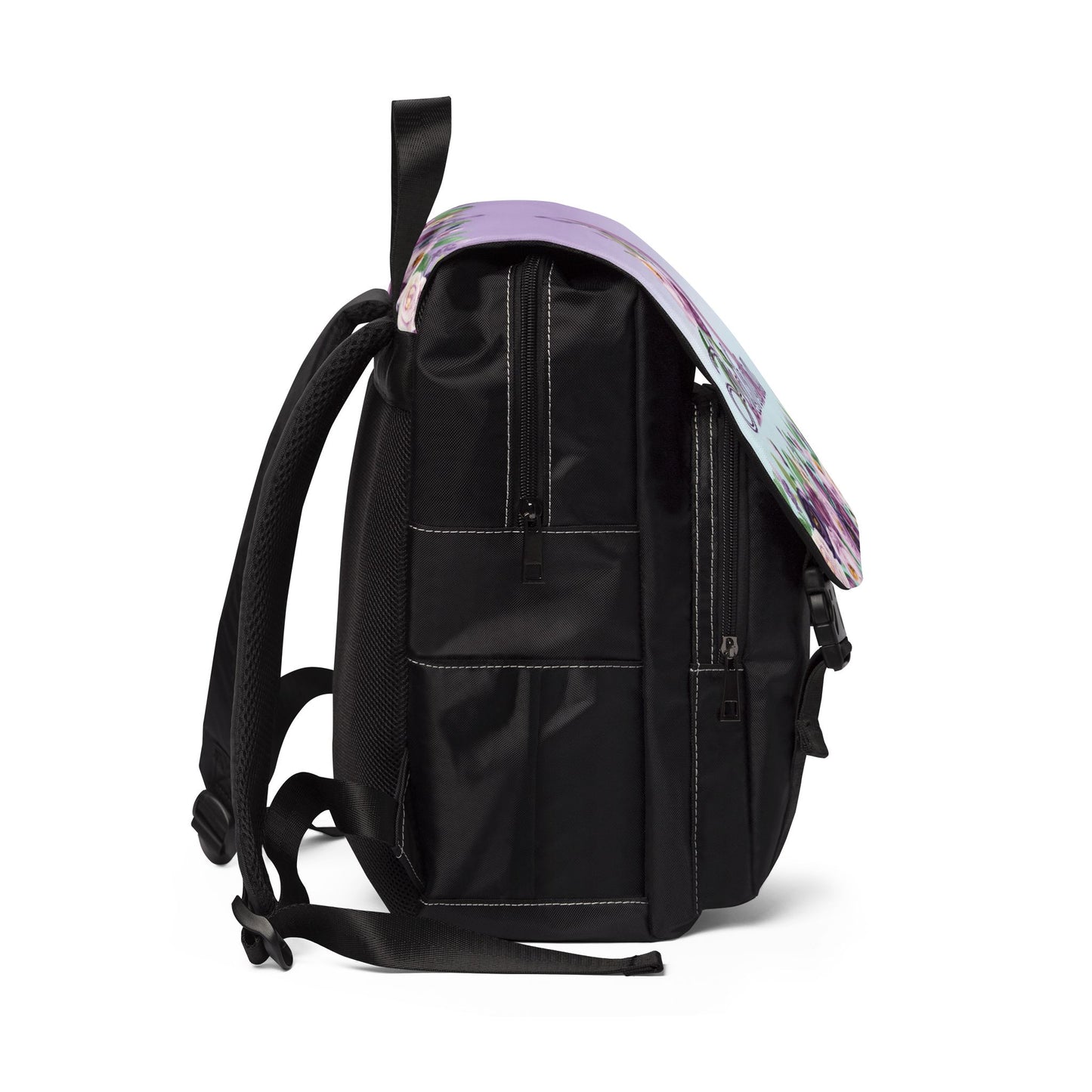 Custom Botanical Floral Backpack - Coquette Lavender & Midnight Rose Monogram Backpack