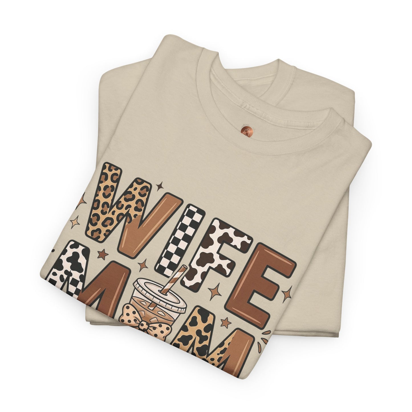 Wife Mom Boss Coffee Shirt - Retro Leopard Print Aesthetic Tee - Vintage Motherhood Gift Top