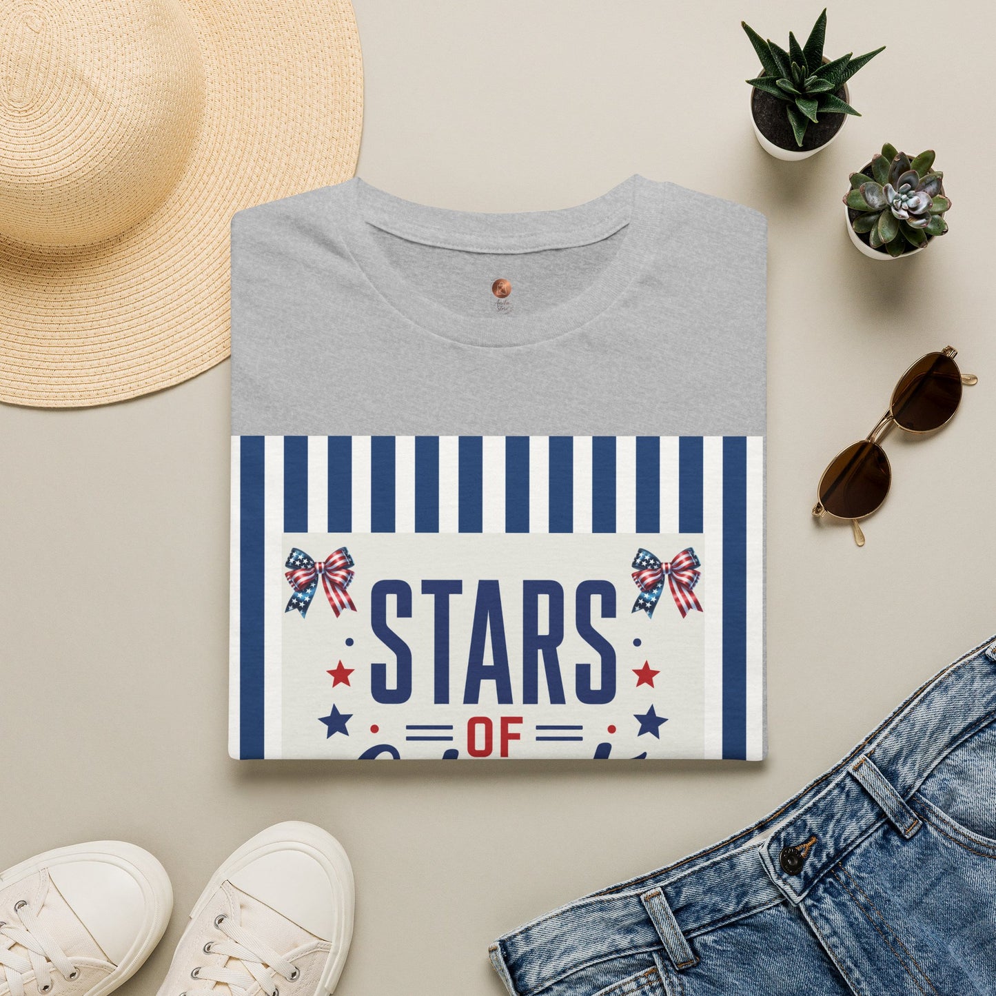 Patriotic Coquette Bow Shirt • Stars of Liberty T-Shirt • Aesthetic Americana Bow Tee • Cute 4th of July Coquette Shirt • Vintage USA Flag Premium Unisex Tee