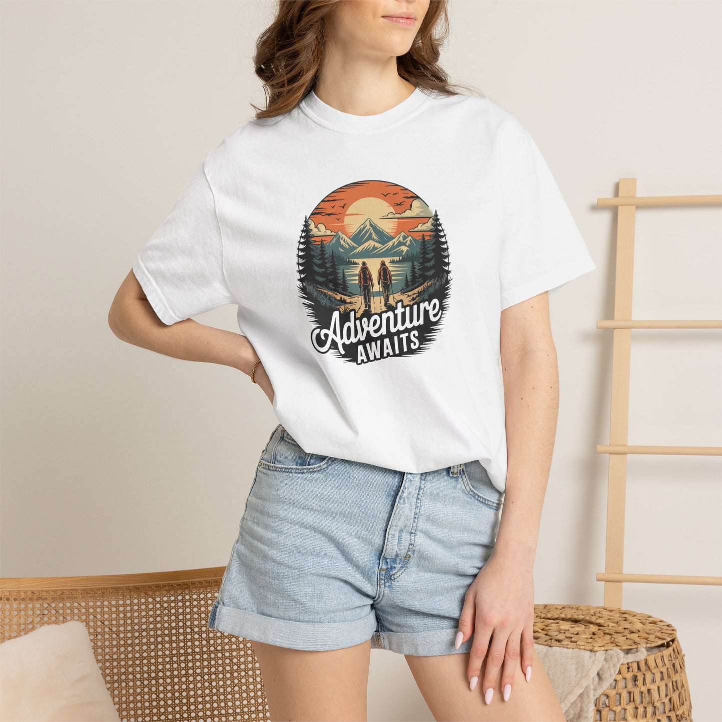 Adventure Awaits T-Shirt — Vintage Mountain Camping Graphic Tee