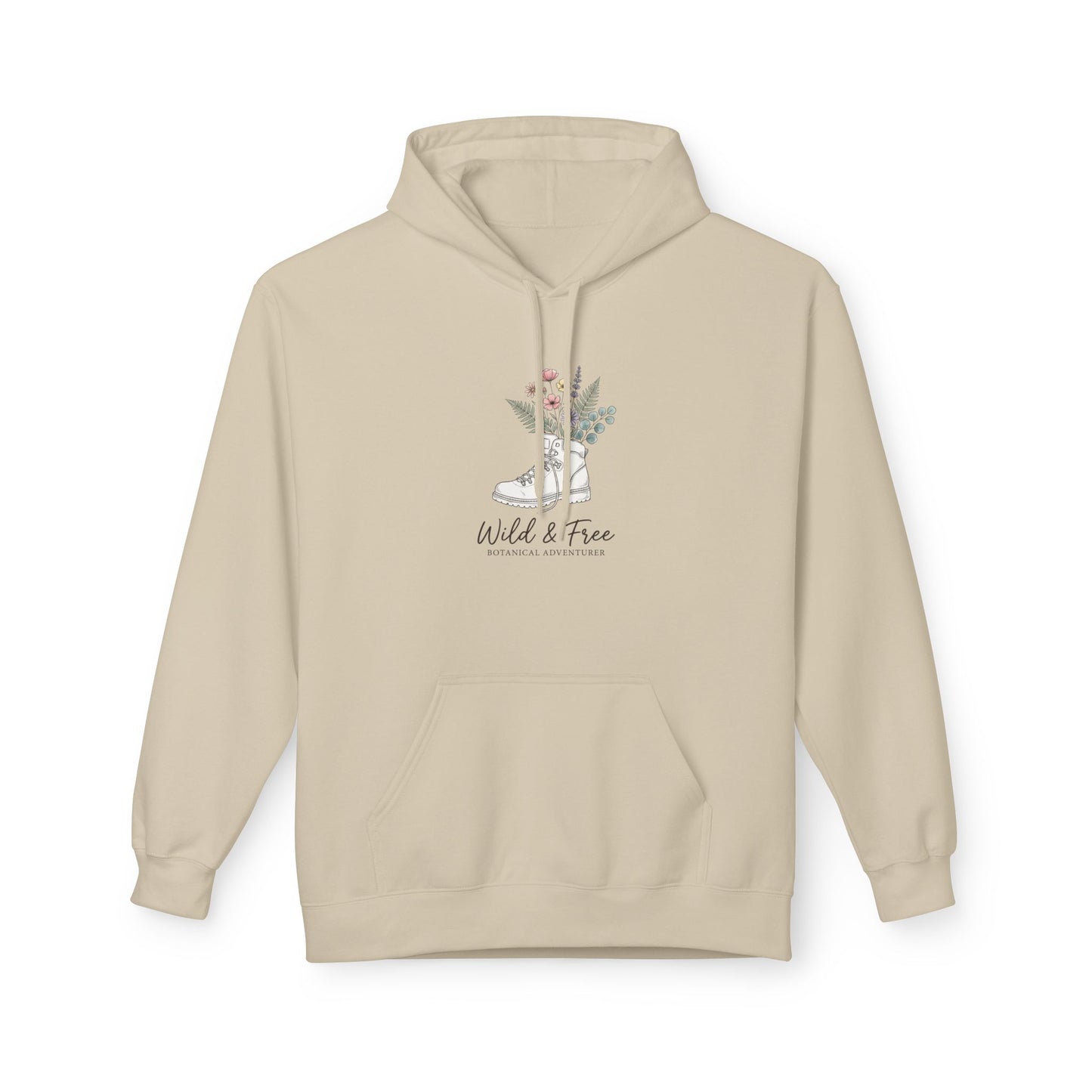 Wild & Free Botanical Hiking Hoodie - Vintage Mountain Flower Sweatshirt - Aesthetic Nature Lover Gift - Outdoorsy Coquette Apparel