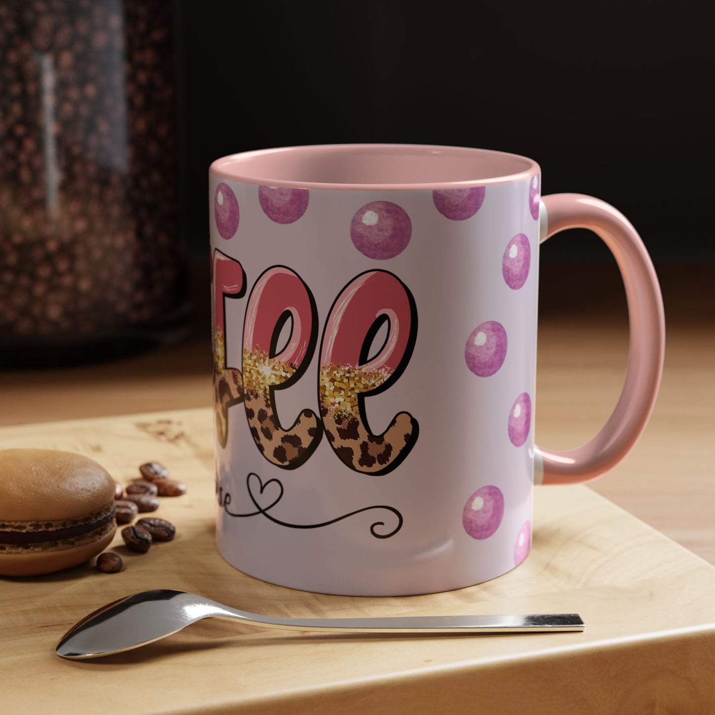 Coffee Mug - "Coffee Please" Pink Leopard Accent Ceramic Mug (11/15 oz)