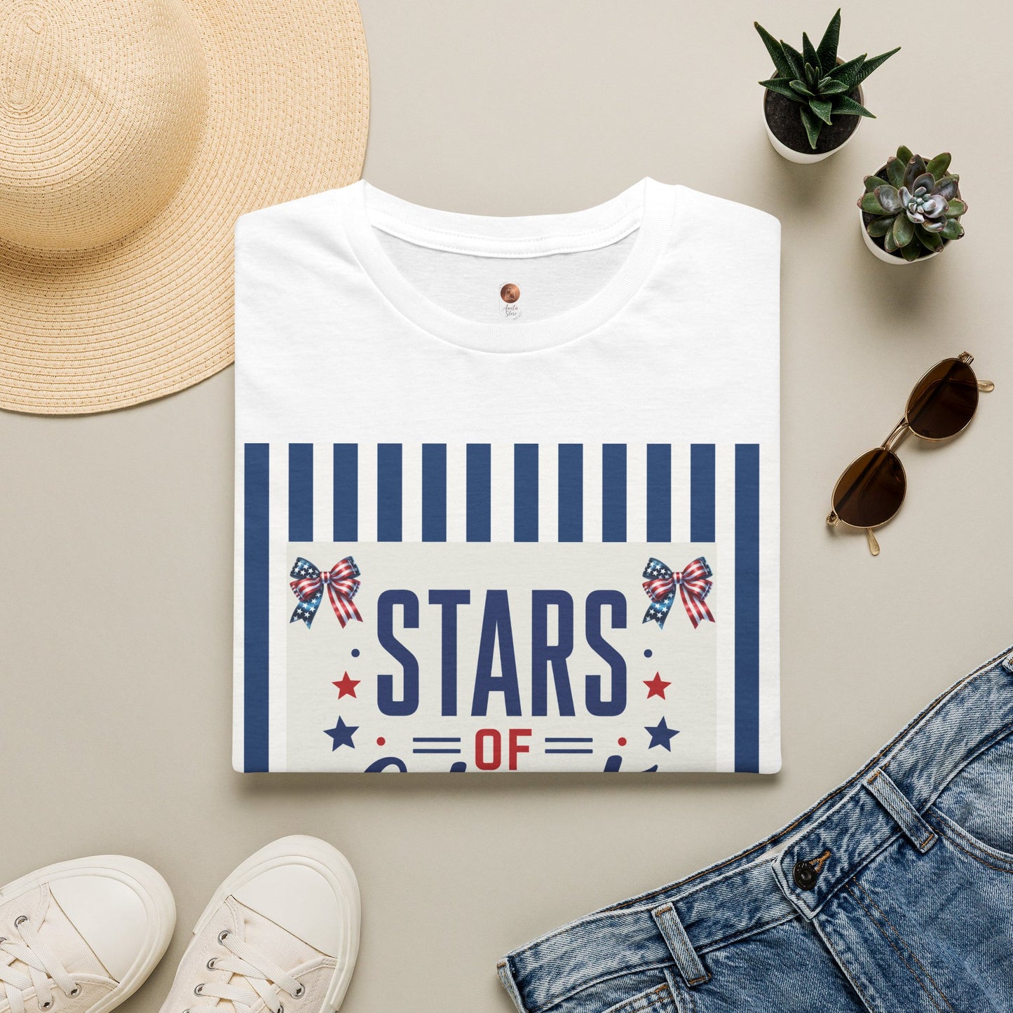 Patriotic Coquette Bow Shirt • Stars of Liberty T-Shirt • Aesthetic Americana Bow Tee • Cute 4th of July Coquette Shirt • Vintage USA Flag Premium Unisex Tee