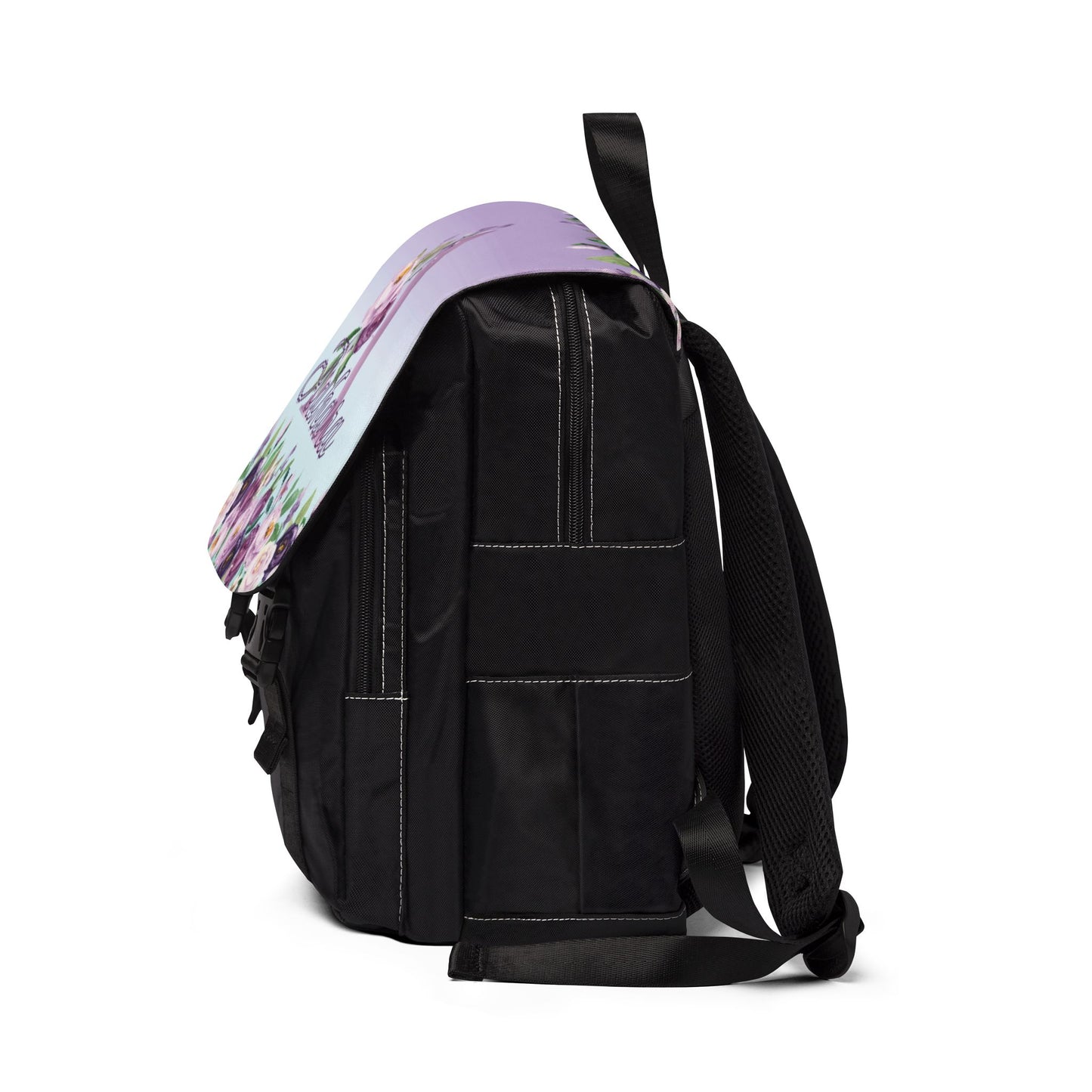 Custom Botanical Floral Backpack - Coquette Lavender & Midnight Rose Monogram Backpack