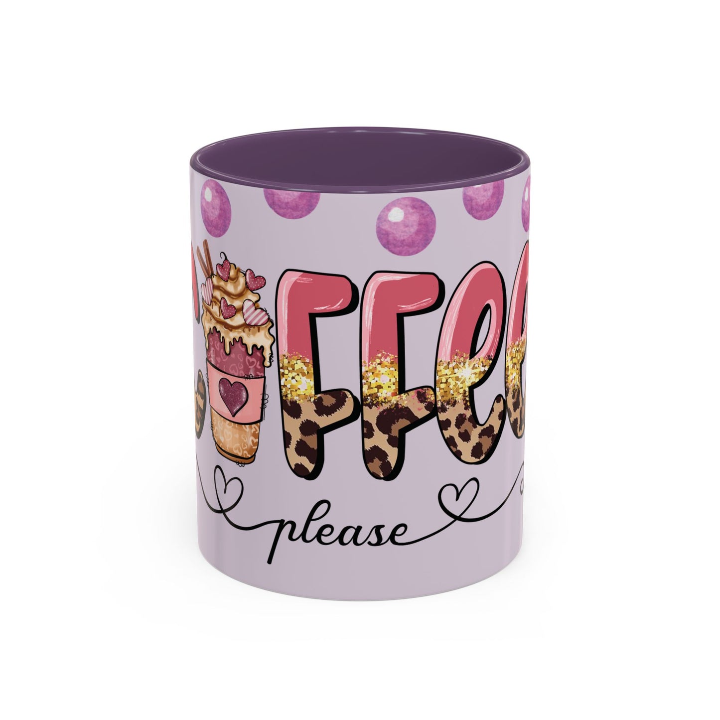 Coffee Mug - "Coffee Please" Pink Leopard Accent Ceramic Mug (11/15 oz)