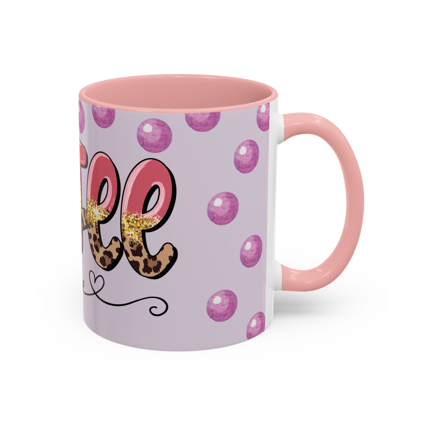 Coffee Mug - "Coffee Please" Pink Leopard Accent Ceramic Mug (11/15 oz)