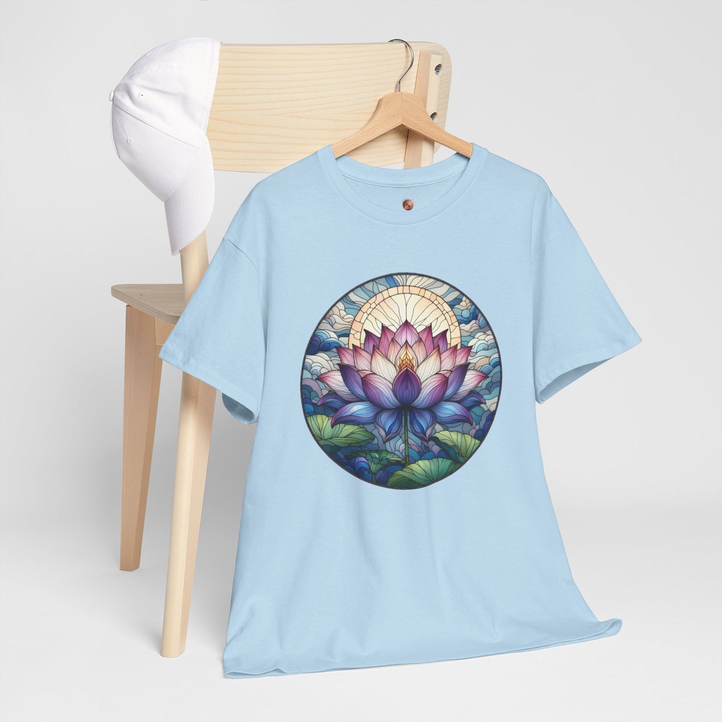 Stained Glass Lotus Flower T-Shirt - Zen Spiritual Graphic Tee - Boho Botanical Art Shirt