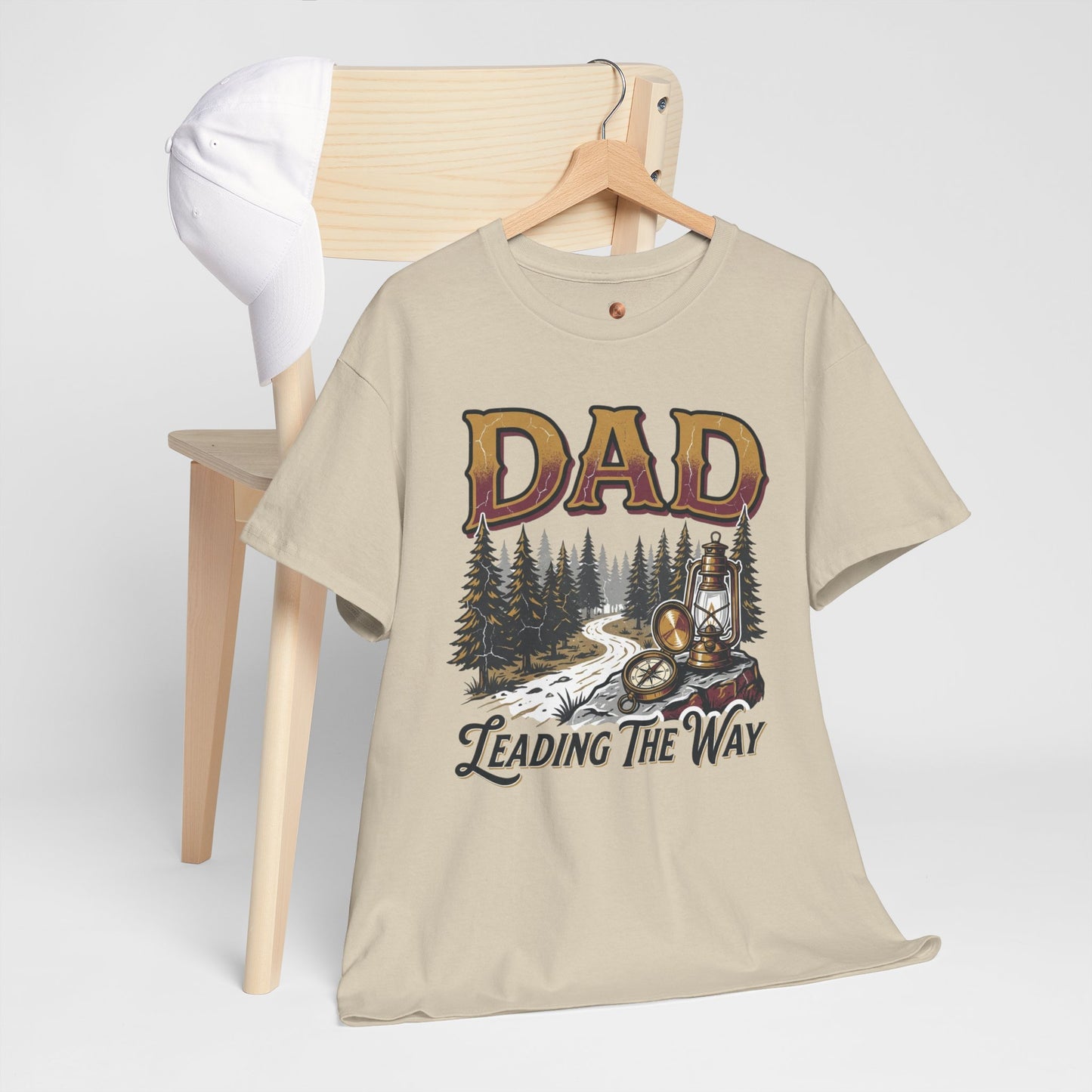 Dad Leading The Way T-Shirt - Vintage Hiking Father's Day Gift, Retro Mountain Adventure Tee for Outdoorsy Dads, Nature Trail Graphic Shirt